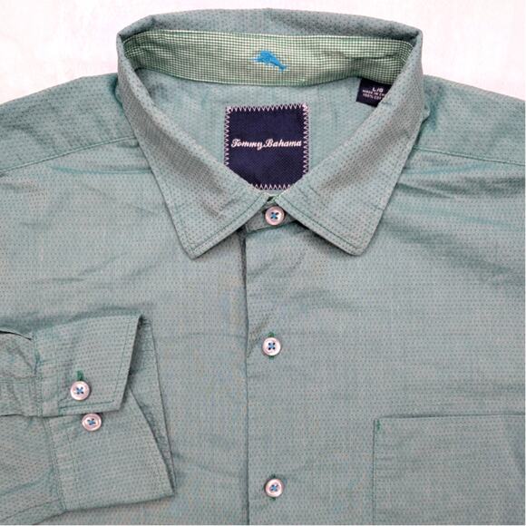 Tommy Bahama Mens Button Up Shirt - Large Gray Vented Breathable - Picture 1 of 6